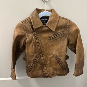 Ralph Lauren Kids Tan Leather Moto Jacket